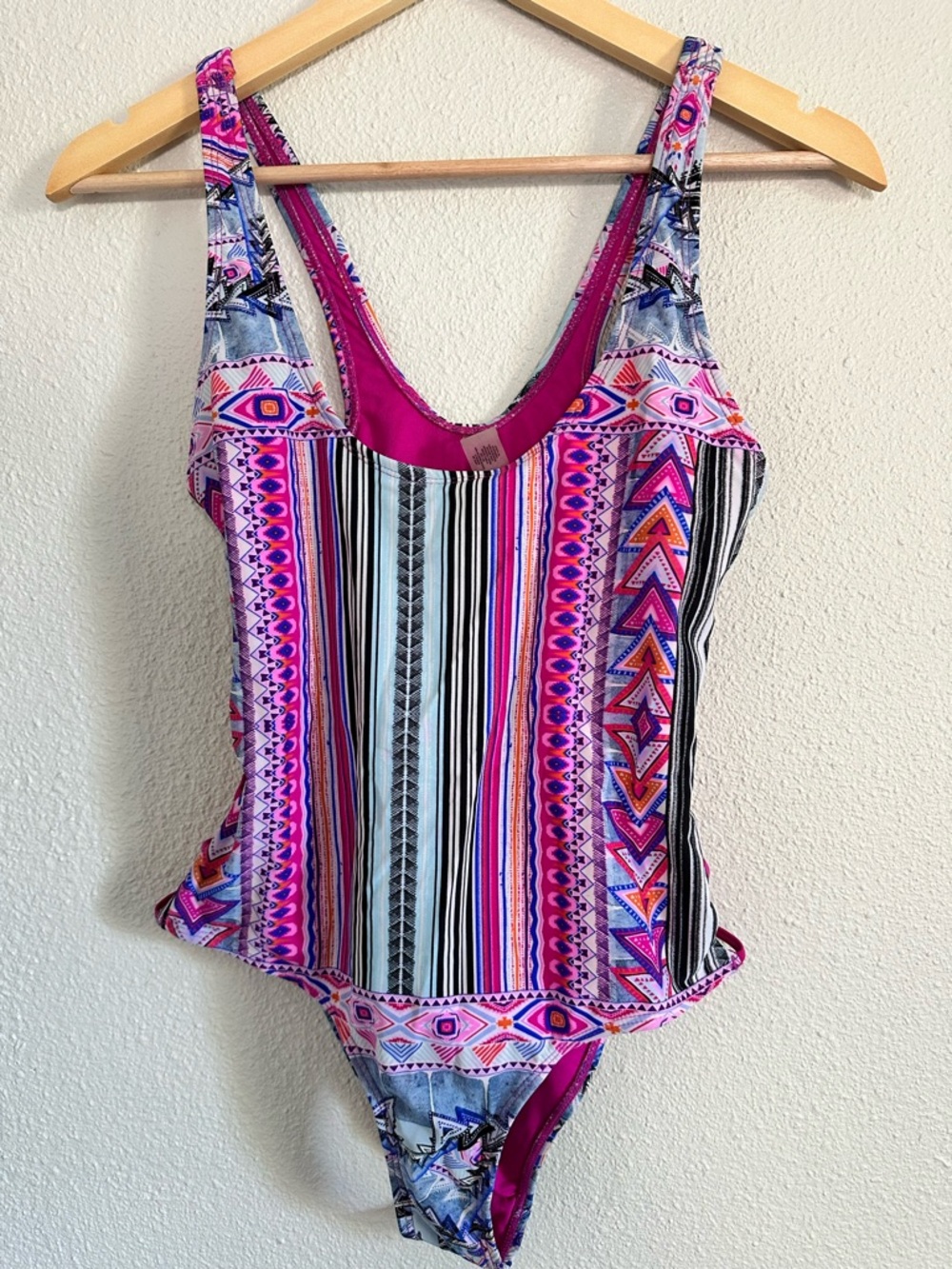 Women’s Pink Multi-Pattern One-Piece Swimsuit